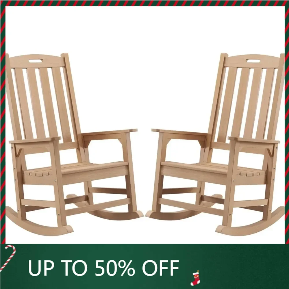 Oversized Outdoor Rocking Chair Set of 2, Porch Rocker with 21