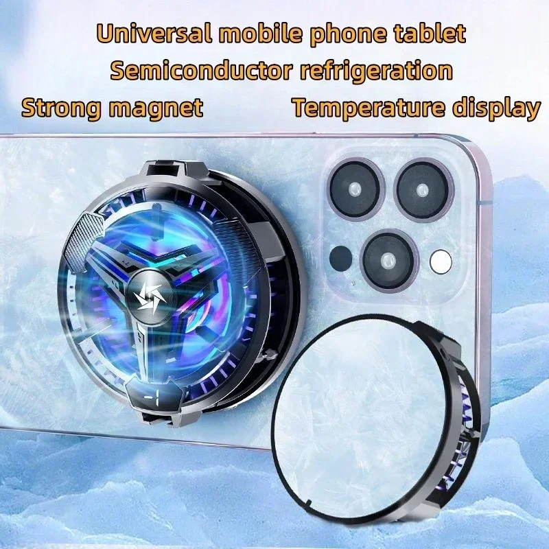 Cell Phone Cooler Semiconductor Refrigeration Magnetic Back Clip RGB Light Quiet Operation for Gaming Android Ios Smartphones