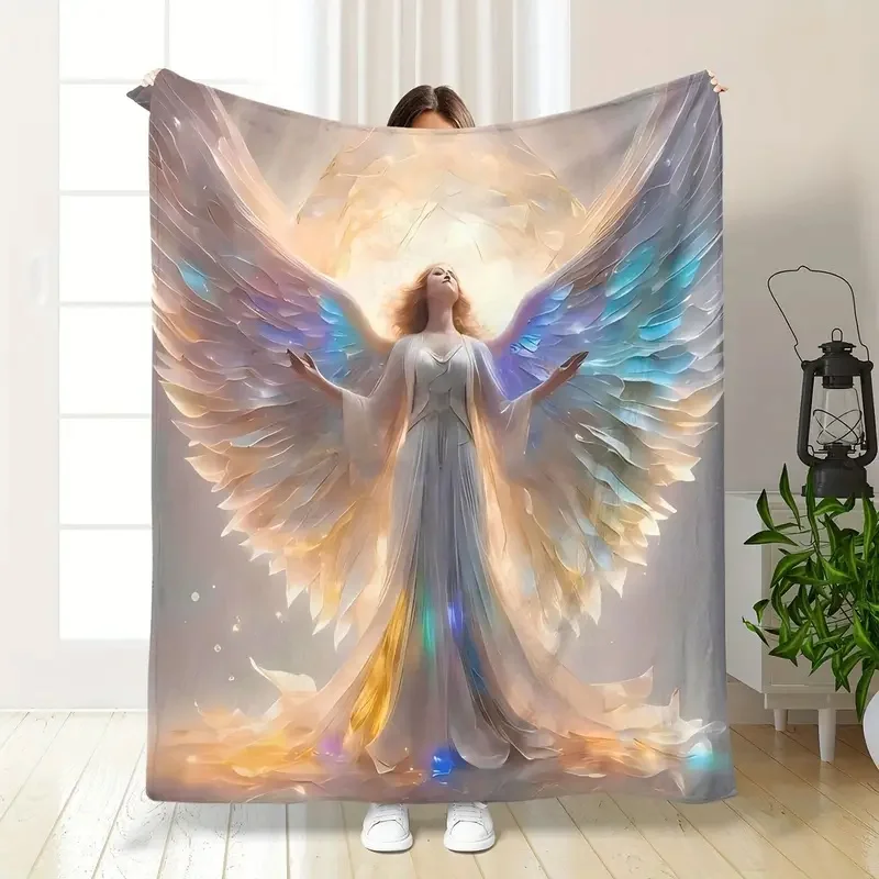 Angel Wings HD Digital Print Flannel Blanket - Soft, Cozy, Warm Non- Throw for Sofa, Bed, Office, Travel - Ideal Gift for Friend