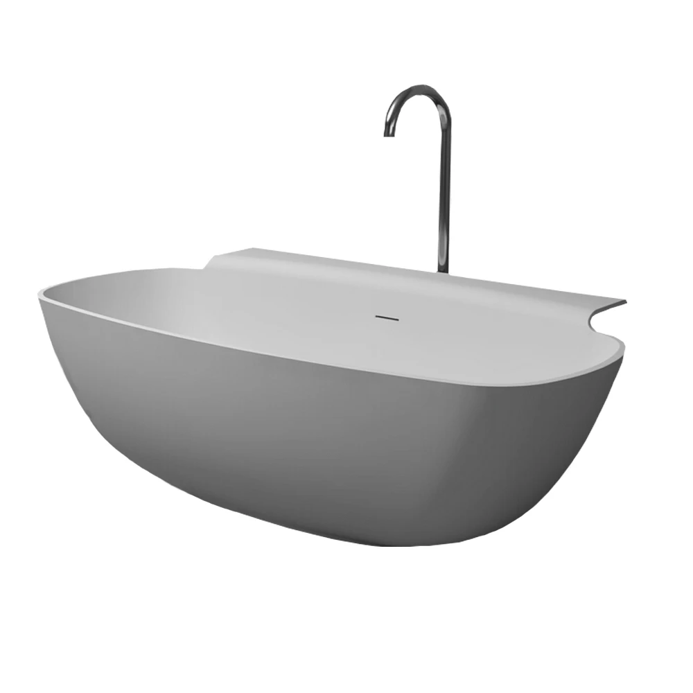 

1580x820x600mm Solid Surface Stone CUPC Approval Bathtub Rectangular Freestanding Corian Matt White Tub RS6576A