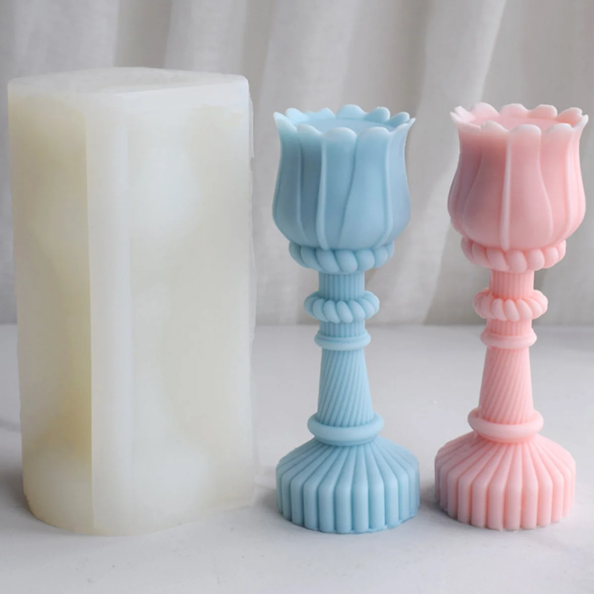 Tulipano colonna candela stampo in Silicone fai da te cilindro geometrico sapone resina gesso fare fiore cioccolato stampo decorazioni per la casa regali di nozze