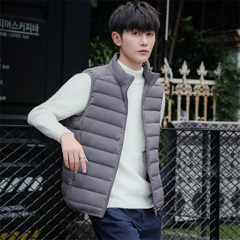 Oversize Down Vest Jacket Autumn Winter Men Ultra Light White Duck Down Tank Coat Male Short Sleeveless Warm Waistcoat Outwears