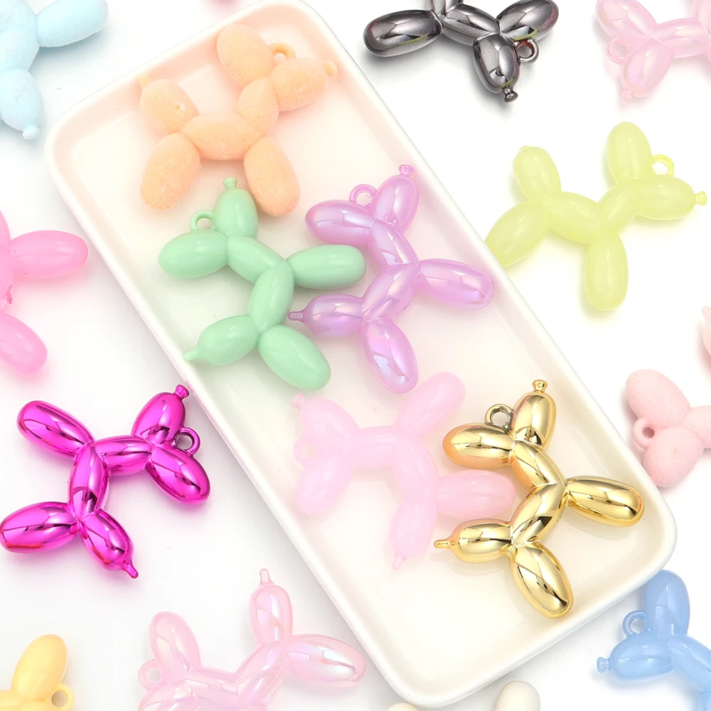 5 قطعة 46x50 مللي متر رقيق بالون الكلب الاكريليك السحر الملونة لطيف Charms قلادة لصنع المجوهرات أساور يدوية قلادة المفاتيح