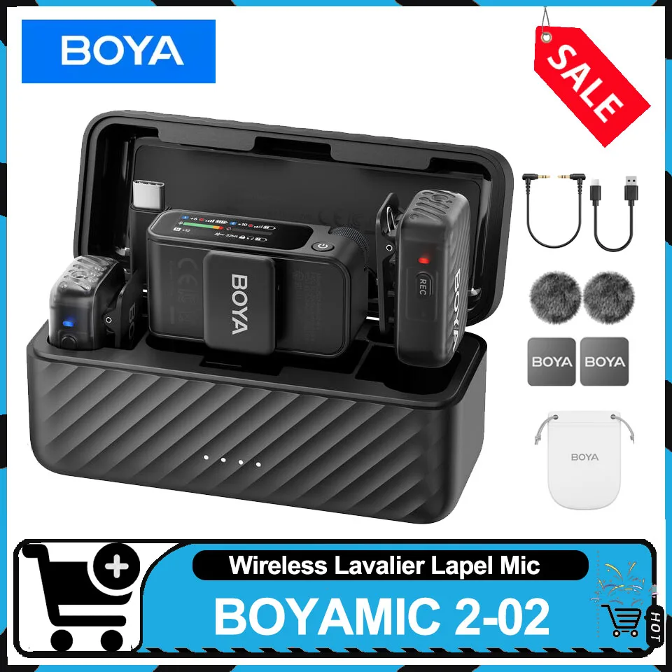 

BOYA BOYAMIC 2, мини-беспроводной микрофон с искусственным интеллектом, шумоподавлением, двойной трек-запись, умное управление через приложение для потоковой передачи в реальном времени, видеоблог