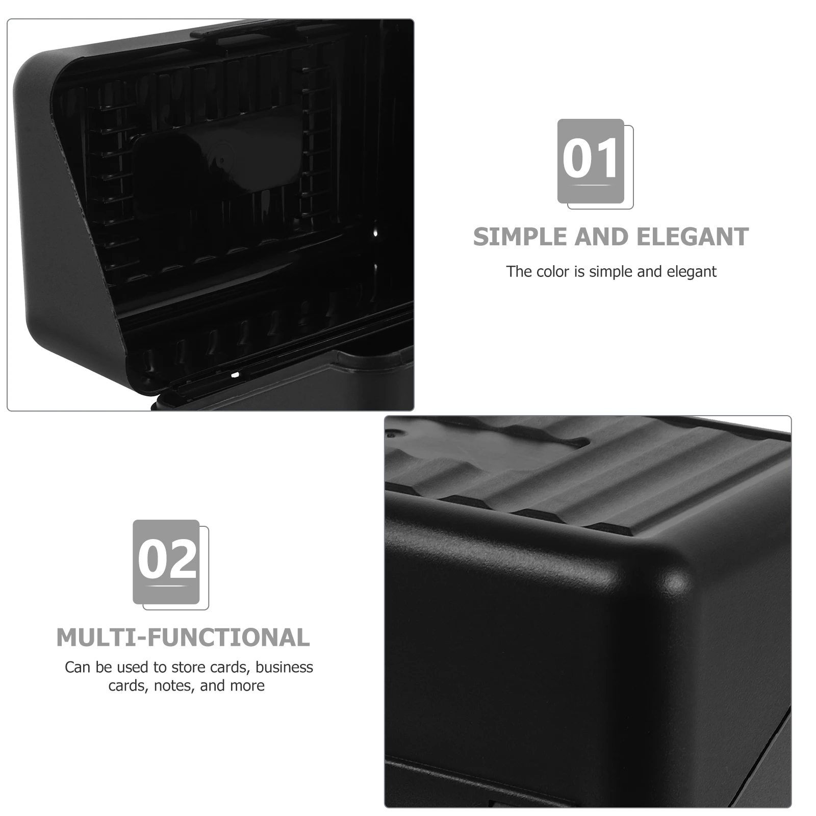 

2pcs Business Holder Desktop Storage Organizer With Lid Large Capacity Plastic Card File For Office Use Vertical Business Card