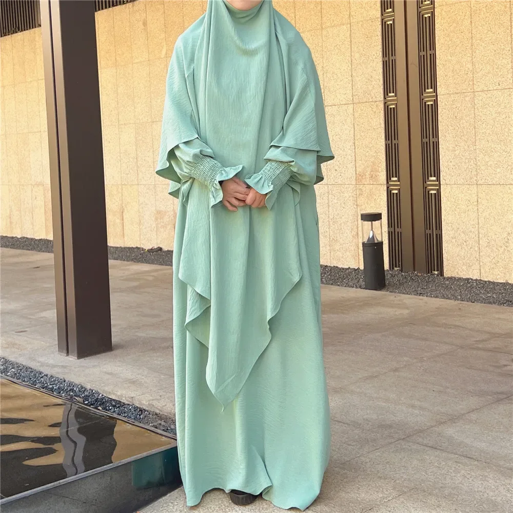 

Ramadan Eid Djellaba Jalabiya Khimar Muslim Sets Women Prayer Garment Caftan Hijab Dress Abaya Islam Clothing Niqab Kaftan Robe
