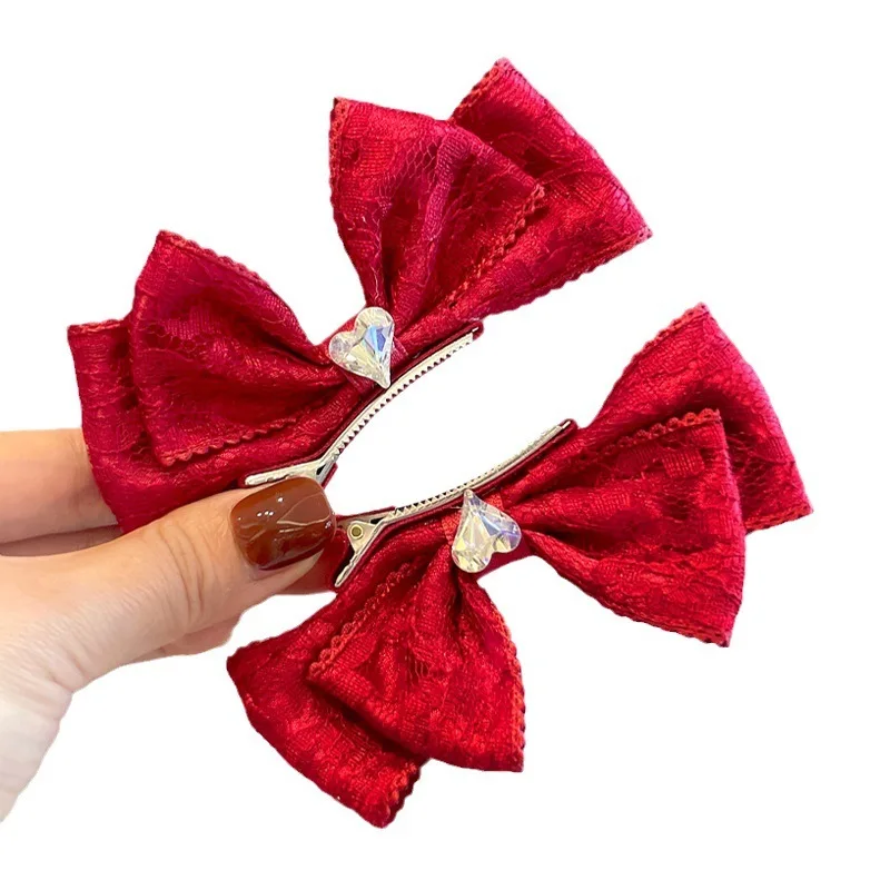 2PCS New Fashion Lace Three-dimensional Bow Cute Hair Clips Gilr Hairpins Hair Accessories Barrettes Kid Headdress