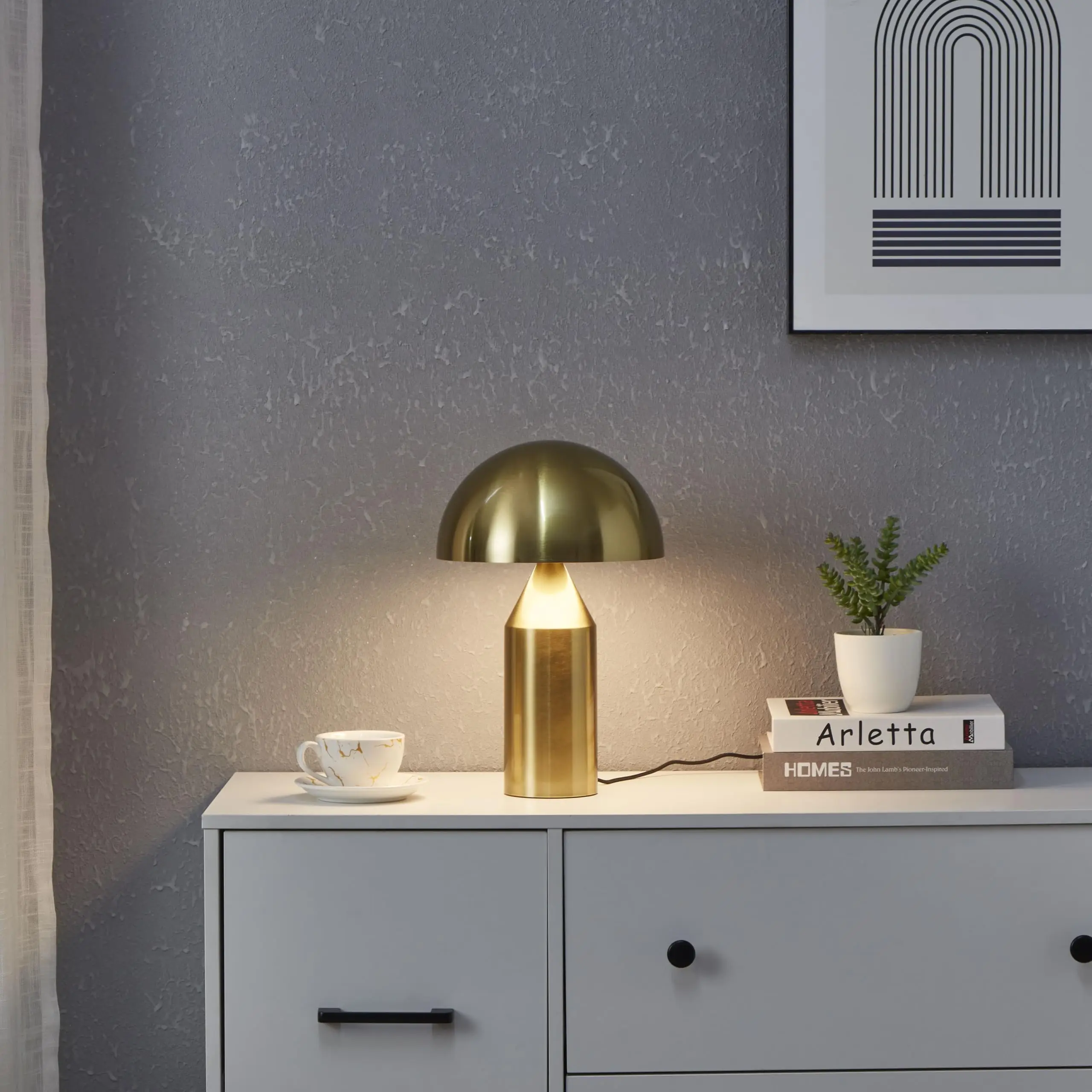 Brightech Venus Mushroom Table Lamp Modern Lamp for Living Room Bedroom Side End Table Side Table LED Lamp Shade for Office