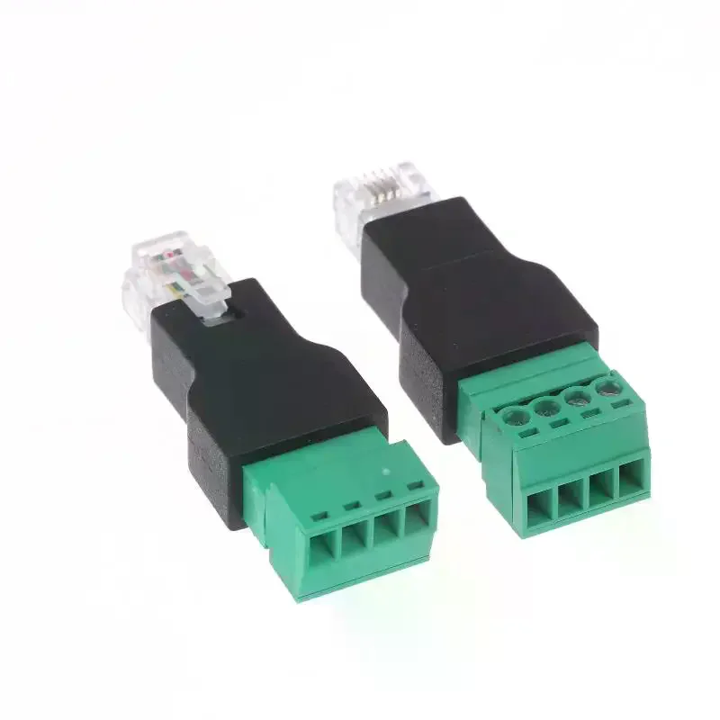 1/2Pcs 6P4C Male To 4 Pin Screw Terminal Converter RJ11 Ethernet Connector For Phone Receiver Extend Cable Adapter