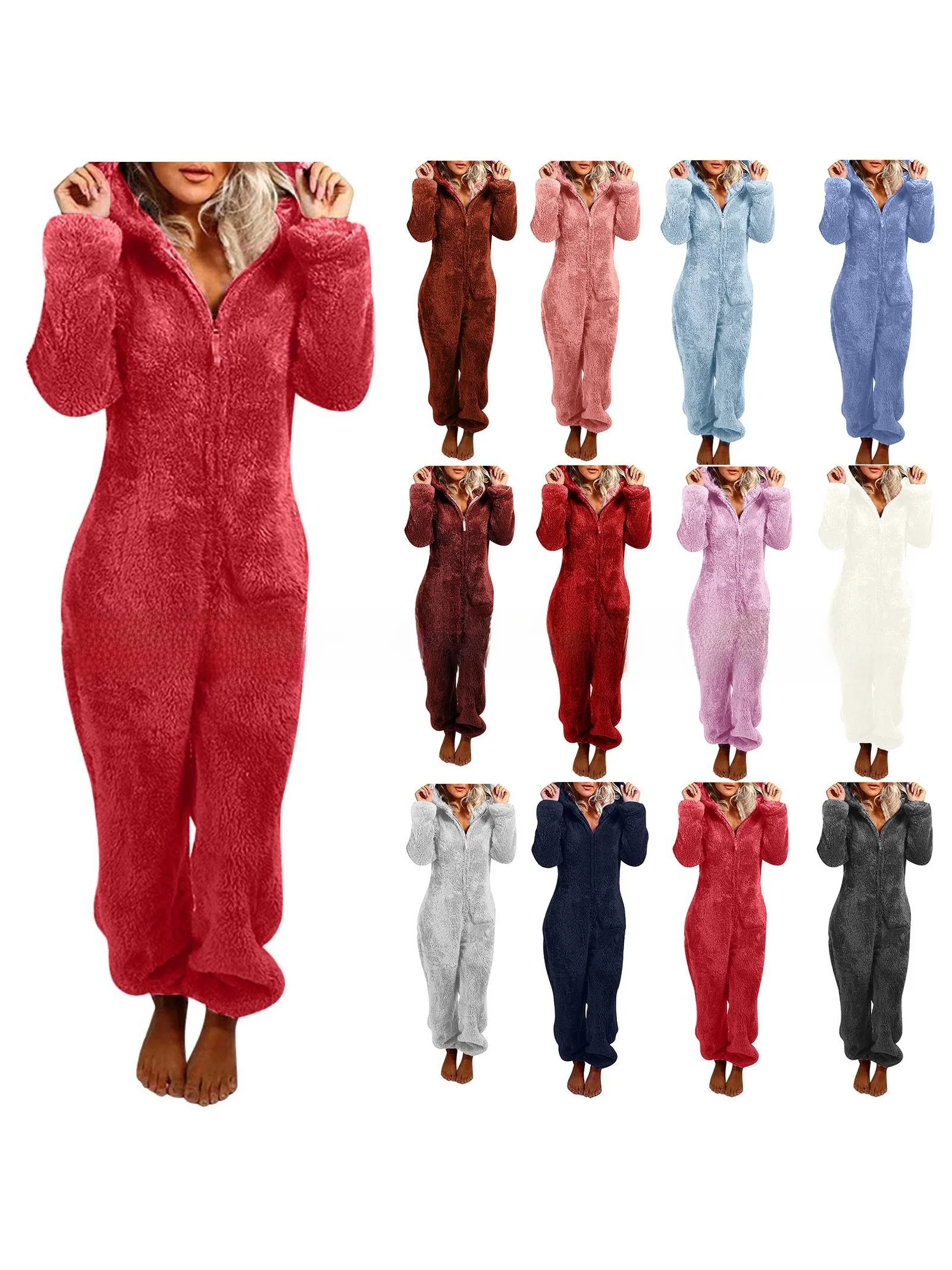 

Осень-зима 2024, женские комбинезоны с капюшоном на подкладке Thiened Fce, 22 цвета, длинные брюки с высокой талией, полиэстер