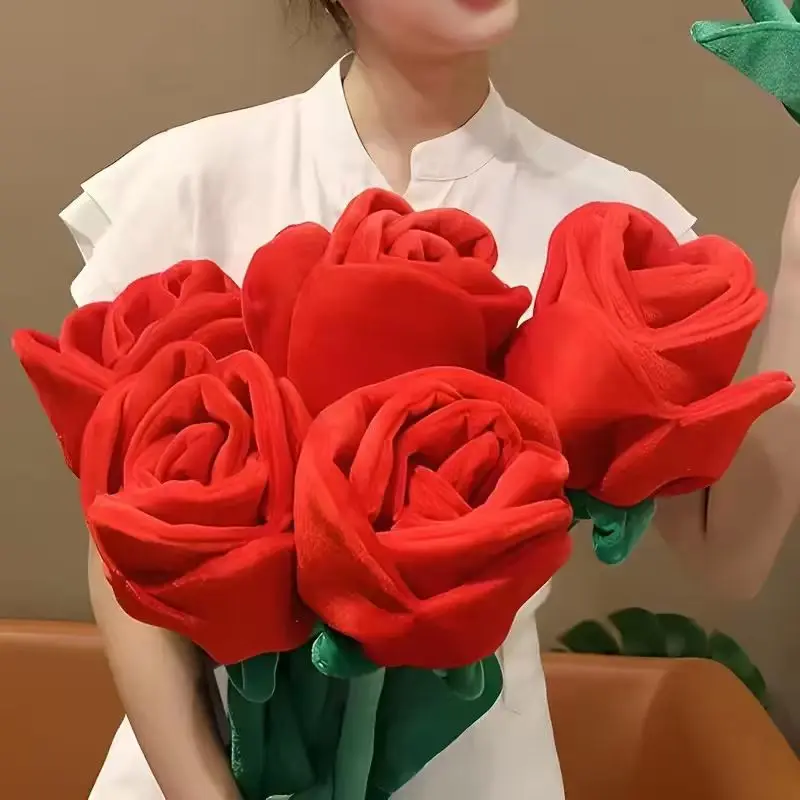 Großer Roter Künstlicher Rosenstrauß für Heimdekoration, Valentinstag und Muttertag Geschenke, Hochzeitsdekoration – Detail 4
