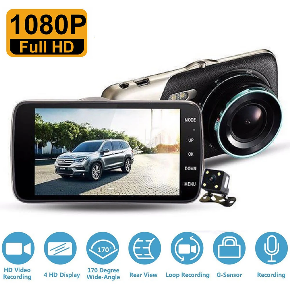 

Dash Cam Dual Lens 1080P Full HD Vehicle Car Camera Car DVR Night Vision Drive Video Recorder Parking Monitor Black Box G-sensor