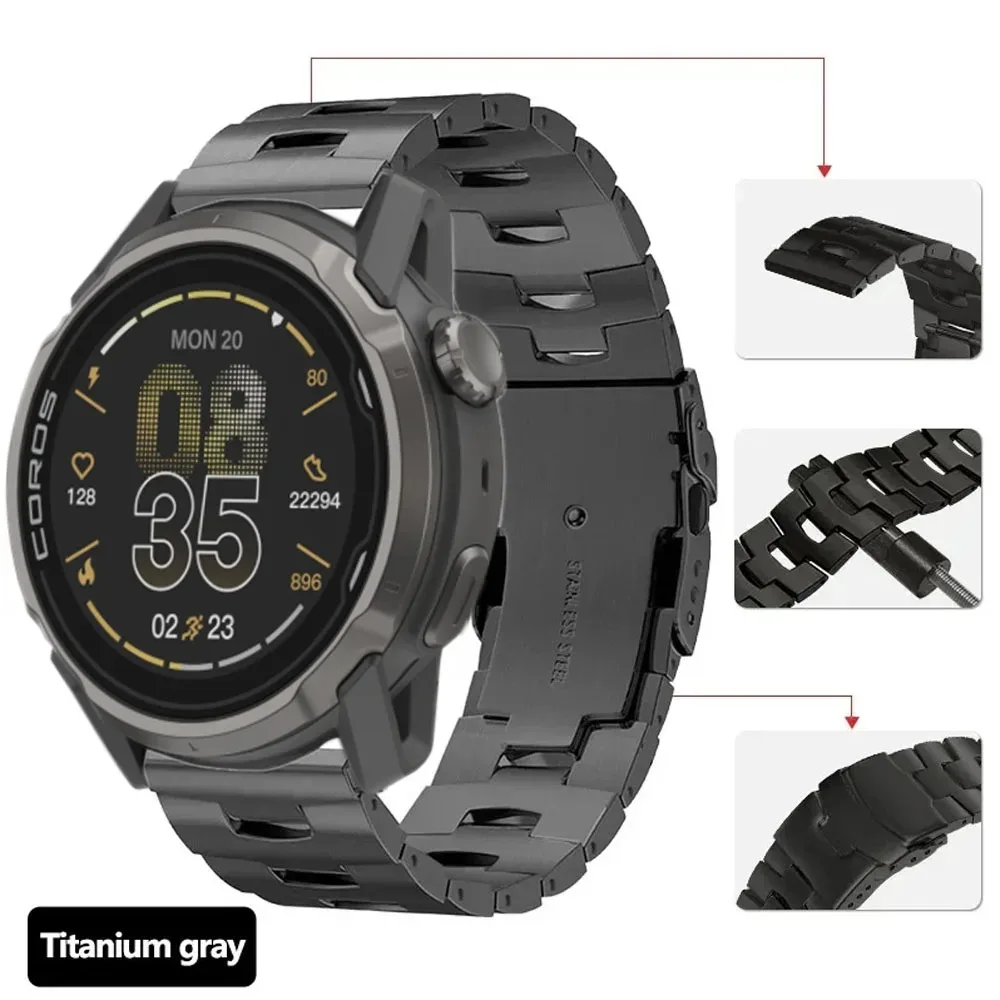 22mm Oracle Titanium Metal Strap for CMF Watch 3-2-1 Pro Business style Band for COROS APEX 4 42mm/PACE Pro Suunto Run/Race 2 S