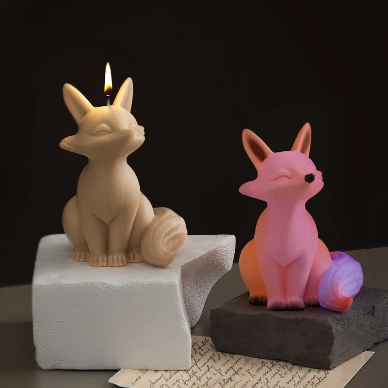 3D Little Fox Silicone Candle Mold Diy Cute Animal Aromatherapy Handmade Soap Making Supplies Plaster Resin Mold Home Decor Gift