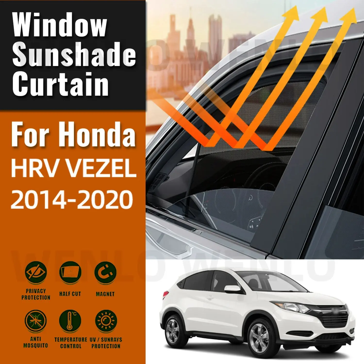 

For Honda HRV VEZEL XRV 2016-2021 Car Sunshade Shield Magnetic Front Windshield Frame Curtain Rear Side Window Sun Shades Visor