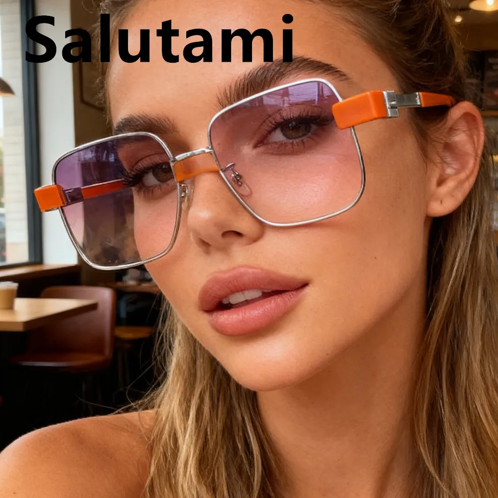 vintage oversized square patchwork sunglsses for women new fashion alloy candy color sun glasses men punk shades driving uv400