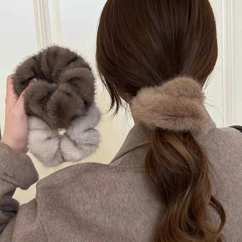 

Autumn/Winter Plush Large Hair Rope For Women Exquisite Simulation Mink Headband Scrunchies Fashion Hair Accessories Korean INS
