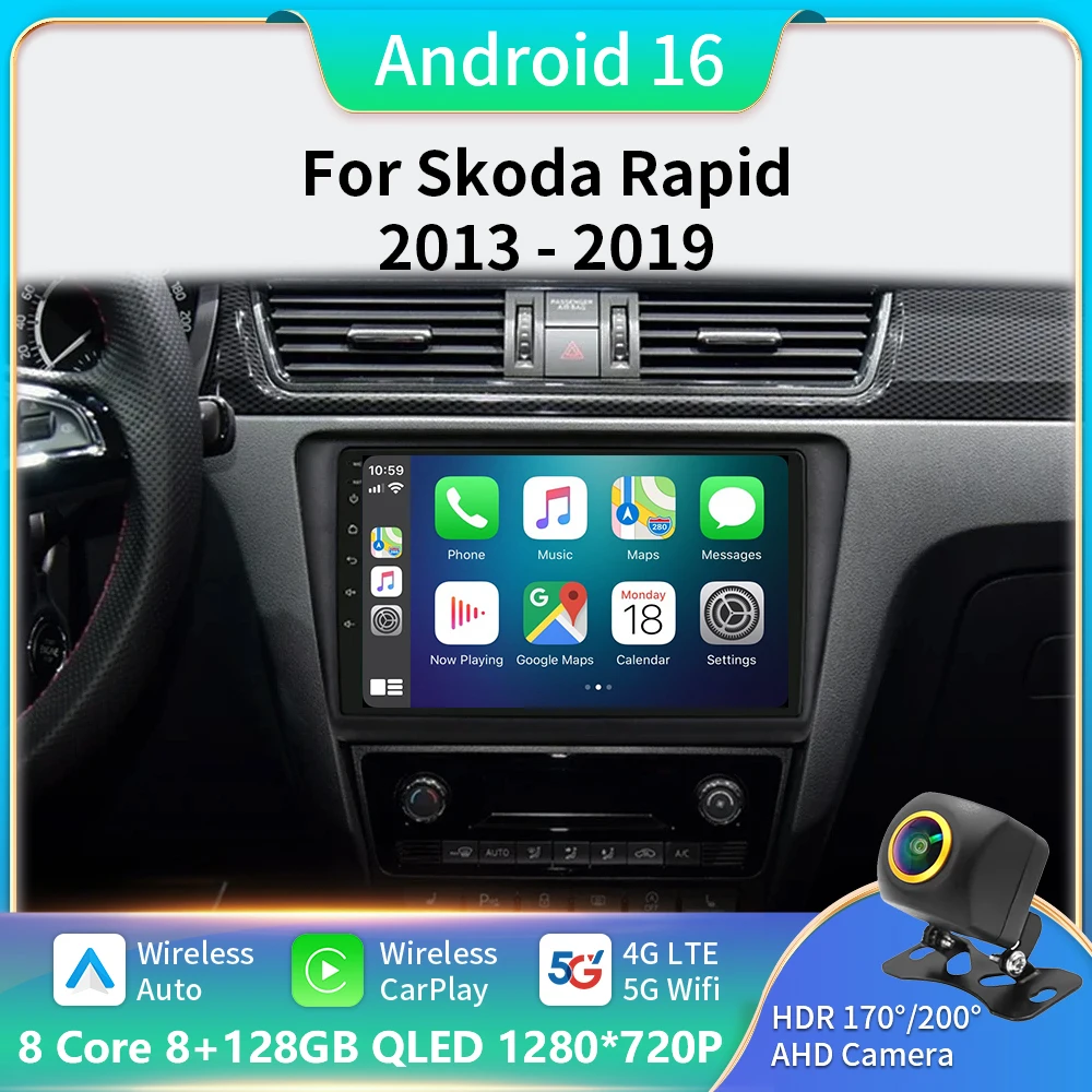 

Android 16 Carplay Car Radio For VW Skoda Rapid 2013 2014 2015 2016 2017 2018 2019 Seat Toledo 2015 - 2018 GPS Multimedia Stereo