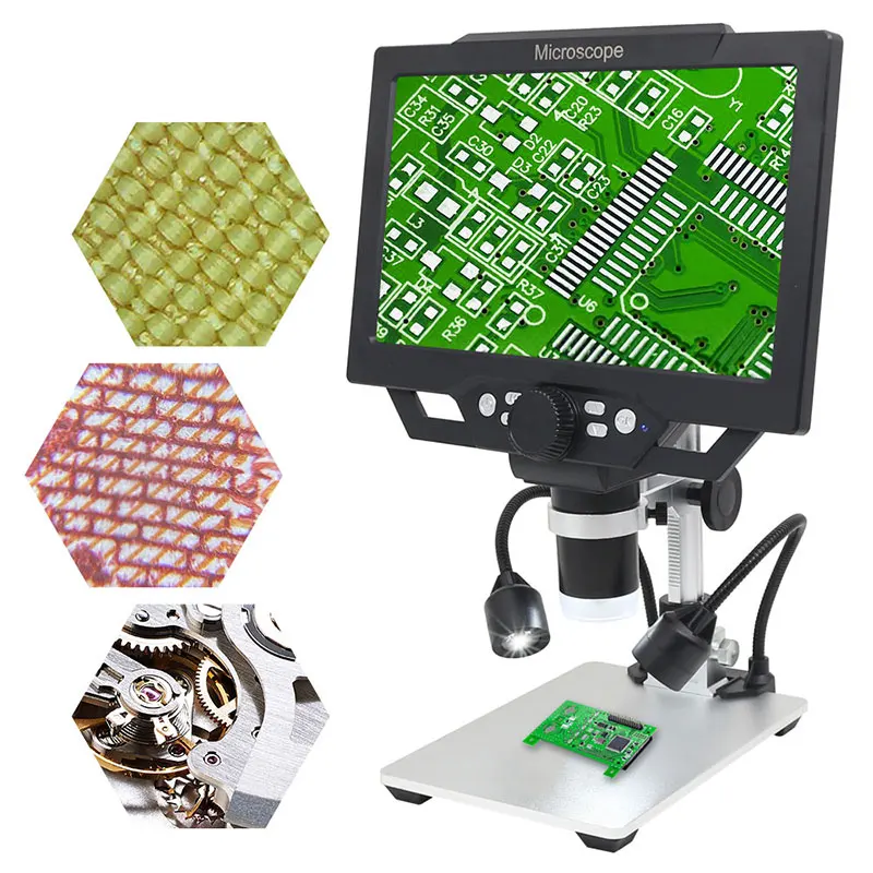 9-Inch 1600X Digital Microscope HD Display Digital Electronic Microscope for Soldering Repair with LED Dual Light Source