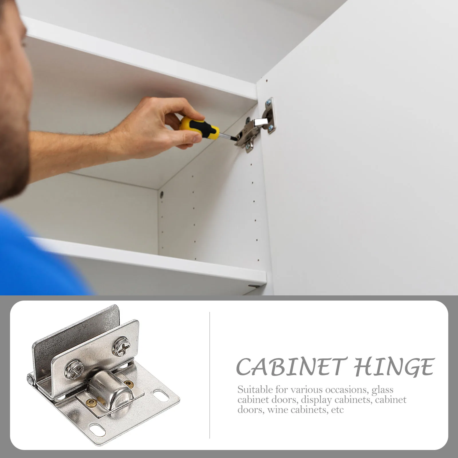 

4 Pcs Glass Door Hinge Stainless Steel Heavy Duty Cabinet Shower Room Frameless 90 Degree Hardware Practical Lasting