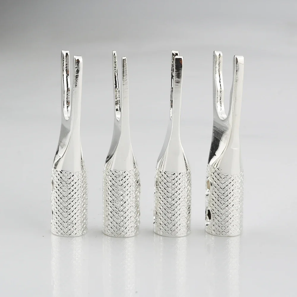SY001 Silver Plated Y Spade Plug Terminal HiFi Audio Speaker Cable wire Connector