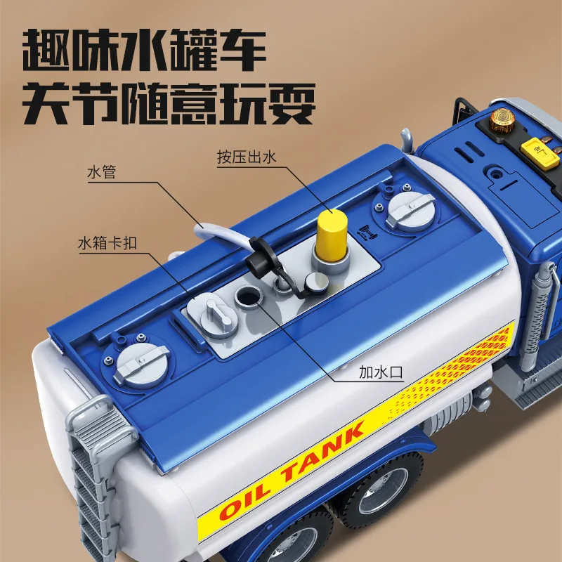 B451 Fire Sprinkler รถบรรทุกสเปรย์น้ําของเล่นสําหรับถังน้ํามันเด็กรถขนาดใหญ่ของเล่นกันกระแทกวัสดุ