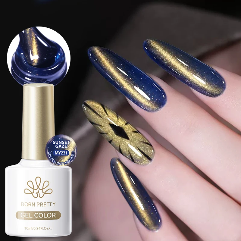 BORN PRETTY 10ml HEMA TPO FREE Christmas Shine Golden Cat Magnetic Gel Sunset Gaze Shining Manicure Soak Off UV Gel Varnish