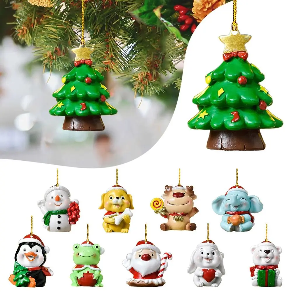 2Pcs Acryl Weihnachten Hängen Anhänger Tier Form Kleine Schneemann Drop Ornament Festival Gefälligkeiten Party Liefert