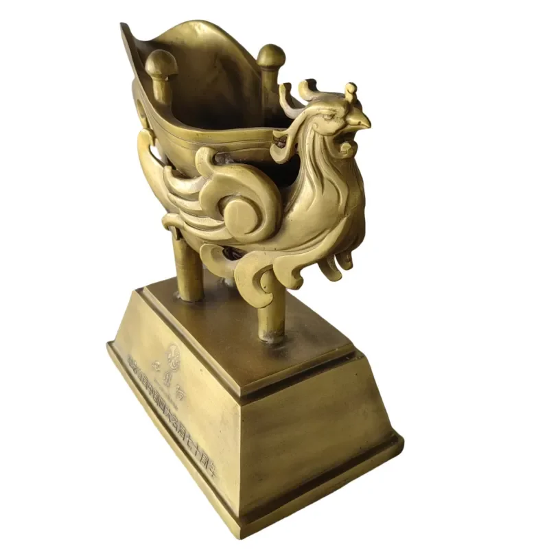 Golden Phoenix Jiuzun brass jewelry wine cabinet hand-cast decoration