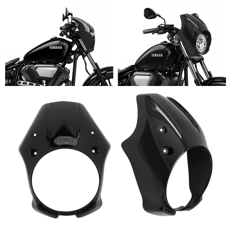 

Motorcycle Bright Black Front Headlight Fairing Mask Cowl Cover For Yamaha XVS 950 SPEC BOLT 950 2013-2022