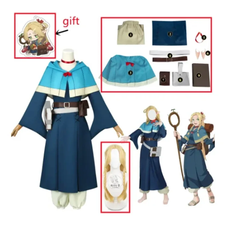 Delicioso anime em masmorra marcille donato cosplay traje peruca vestido uniforme saco elfo mago laios festa de halloween traje feminino