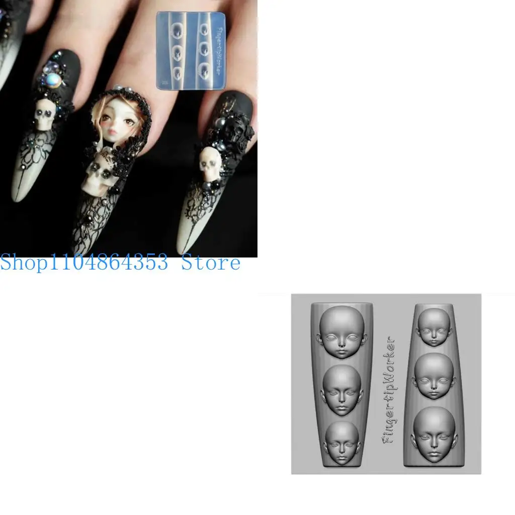 

652f Art Силиконовая плесень для лицевого лица Manicure Decorations для маникуристов