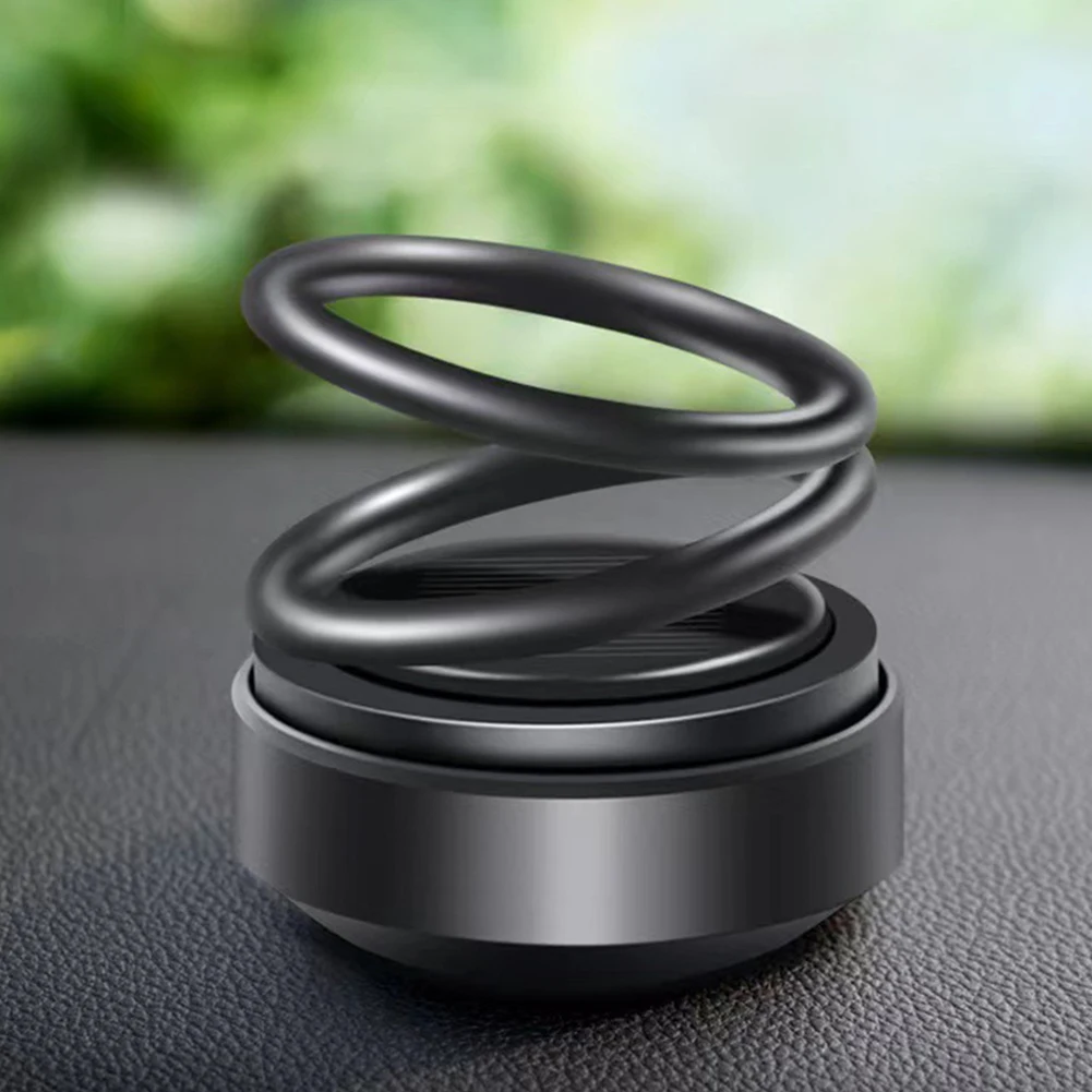 Solar Powered Car Air Freshener Rotating Suspension Double Ring Car Aromatherapy Car Decoration Accessories