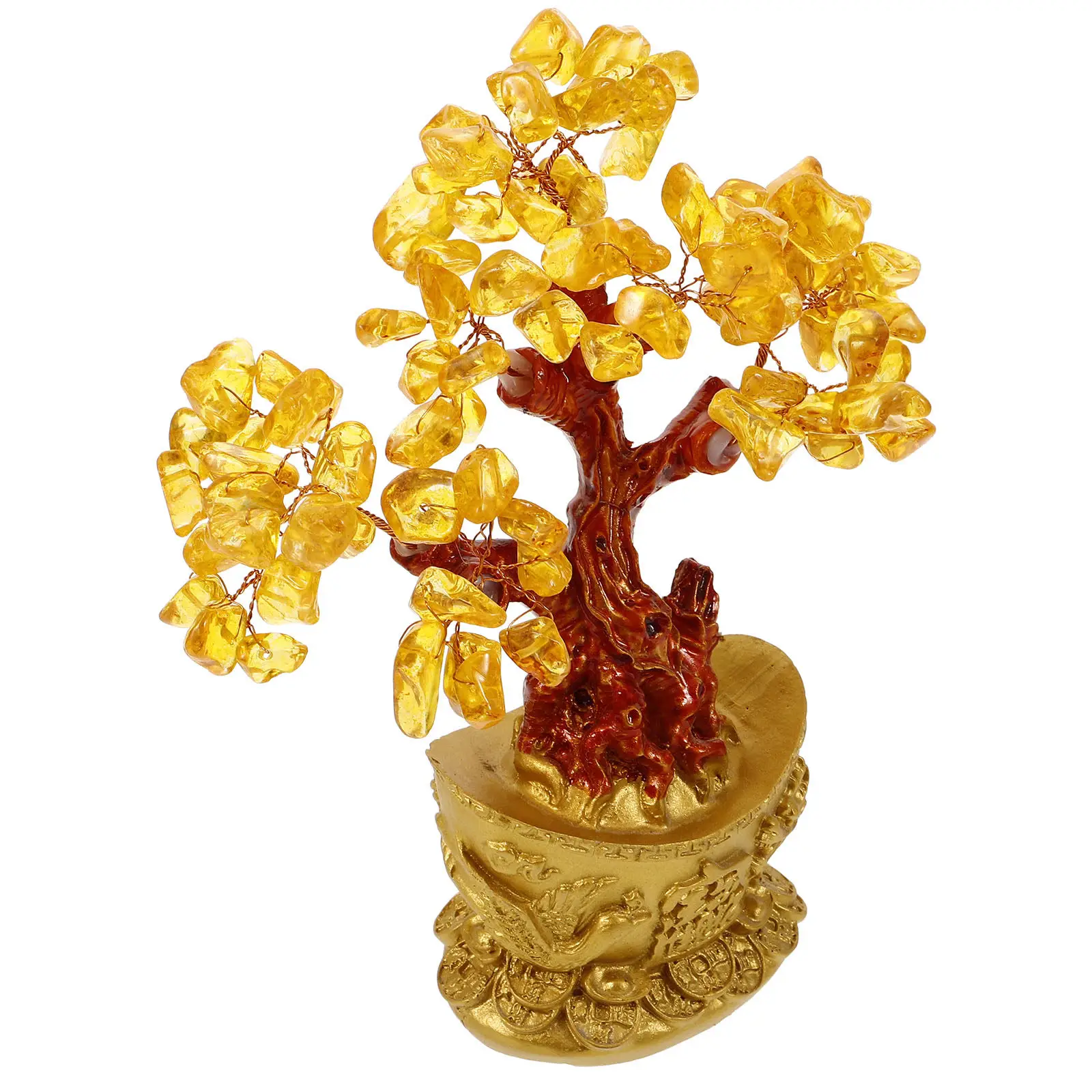 Crystal Money Tree Bonsai Resin Ornament for Home Office Desk – Luck & Prosperity Decoration