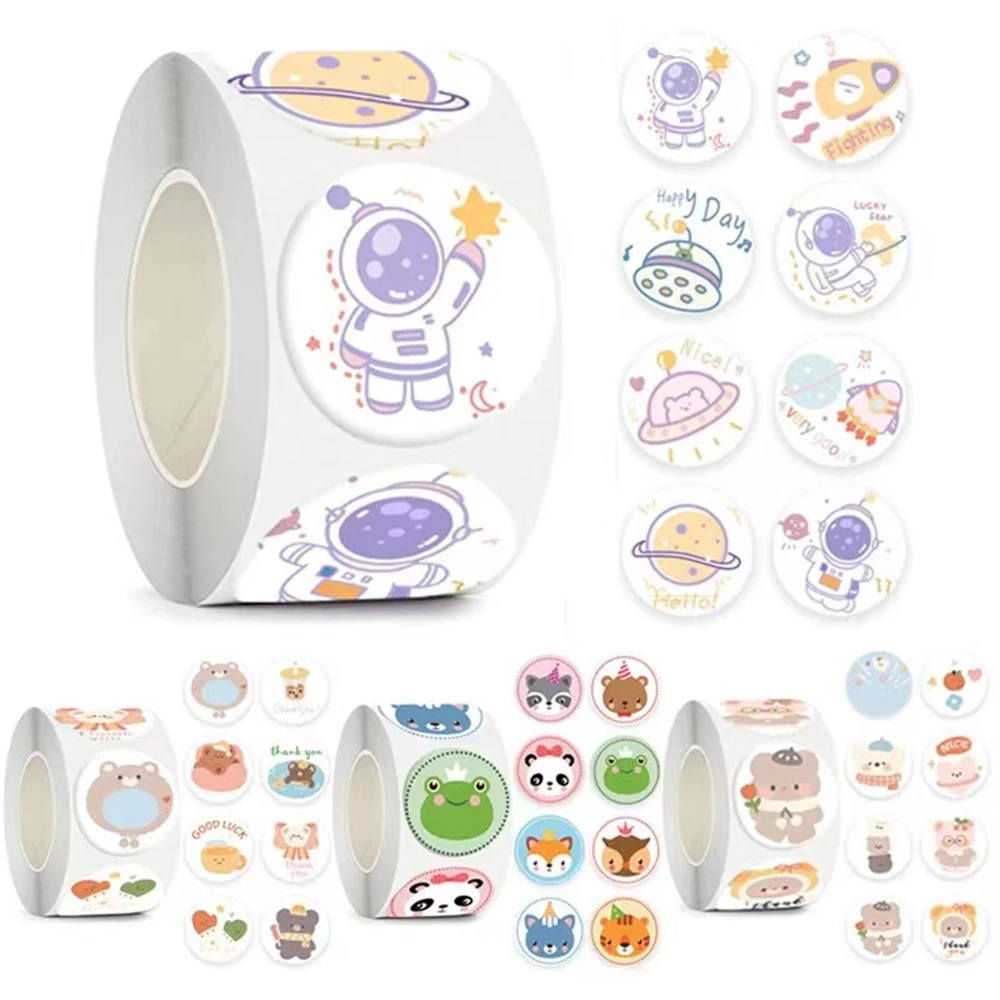 50-500pcs New Astronaut Reward Stickers Cute Animal Sticker for Kid Classic Toy Gift Decor School Teacher Encouragement Sticker