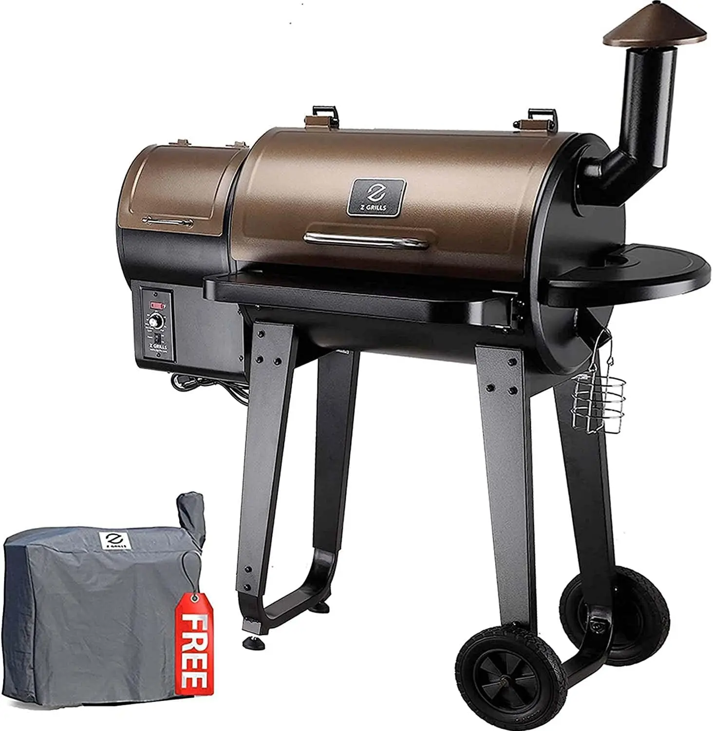 

Z GRILLS ZPG-450A 2024 Upgrade Wood Pellet Grill & Smoker 8 in 1 BBQ Grill Auto Temperature Control, 450 Sq in Bronze