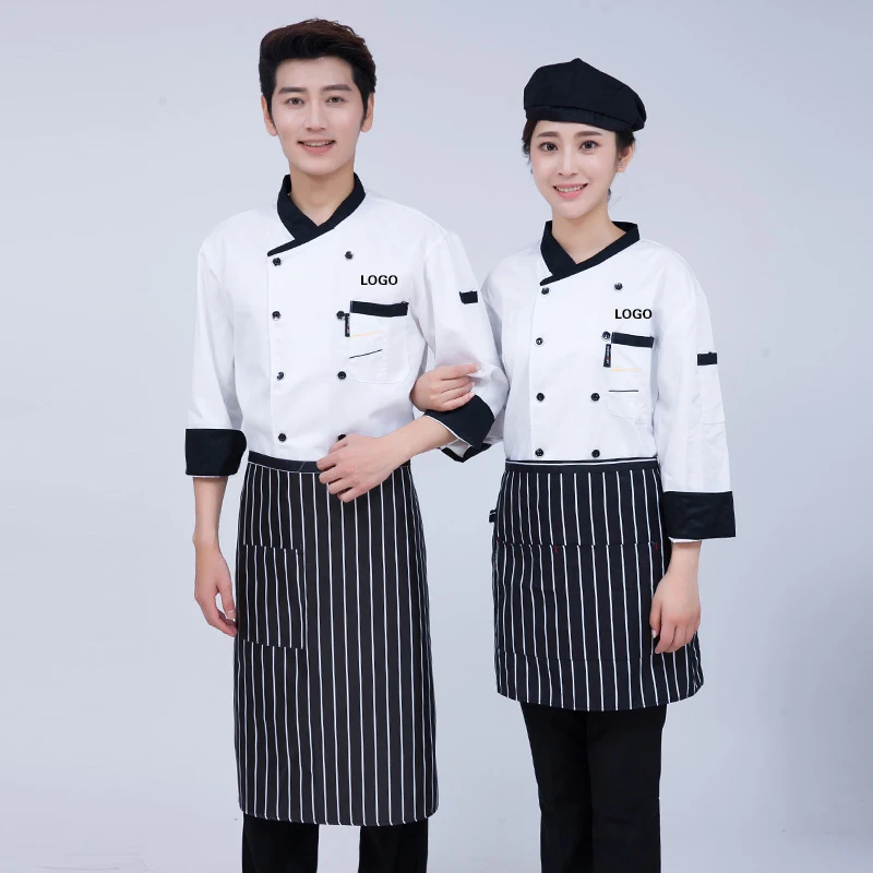 Chef Uniform Men Cook Clothes Unisex Restaurant Kitchen Shirt Short/Long Sleeves Pastry Jacket Works Top Print Logo Design