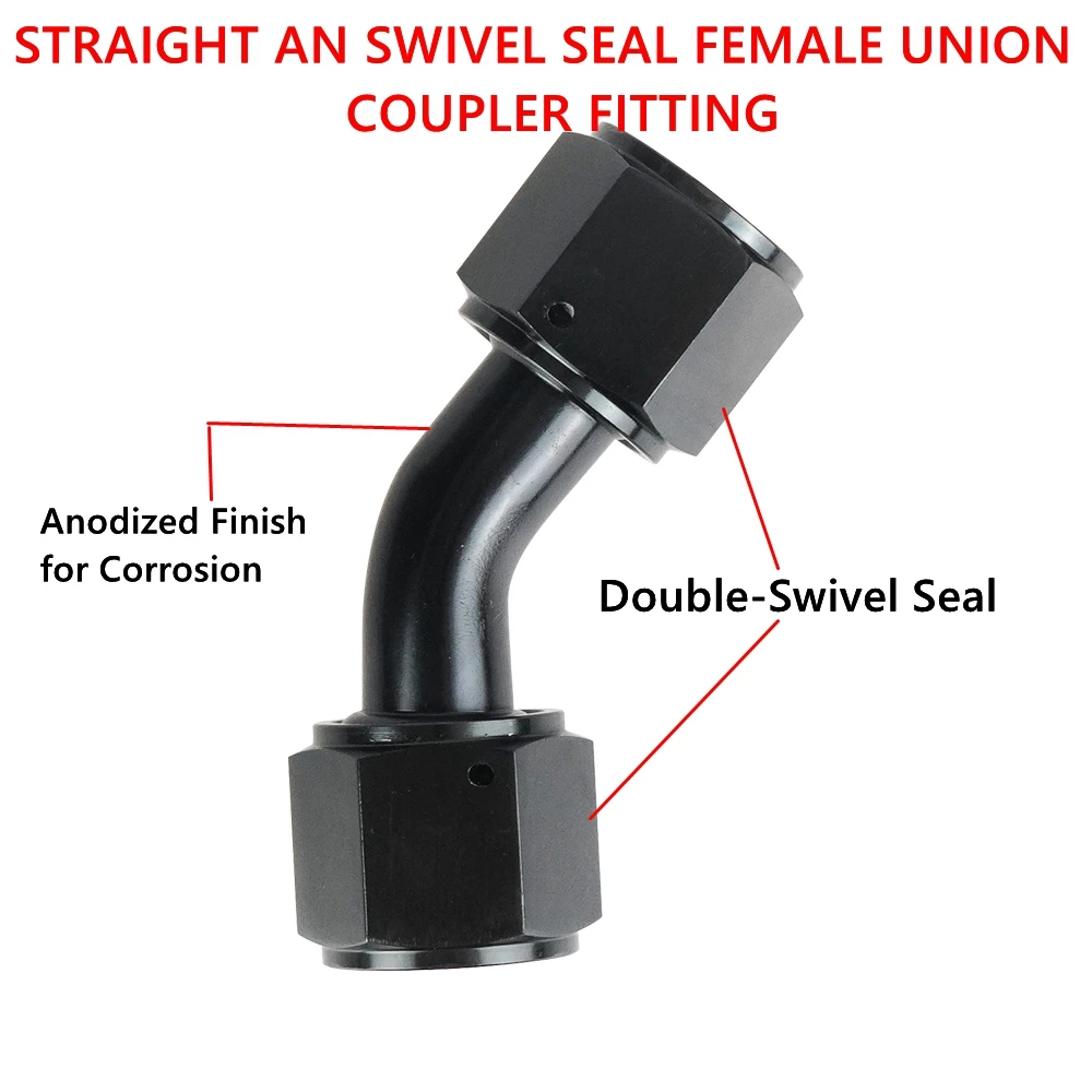 AN4 AN6 AN8 10AN أنثى إلى أنثى الاتحاد الألومنيوم مستقيم المناسب محولات الأسود 4an 6an 8an AN10 موصلات TF-1089