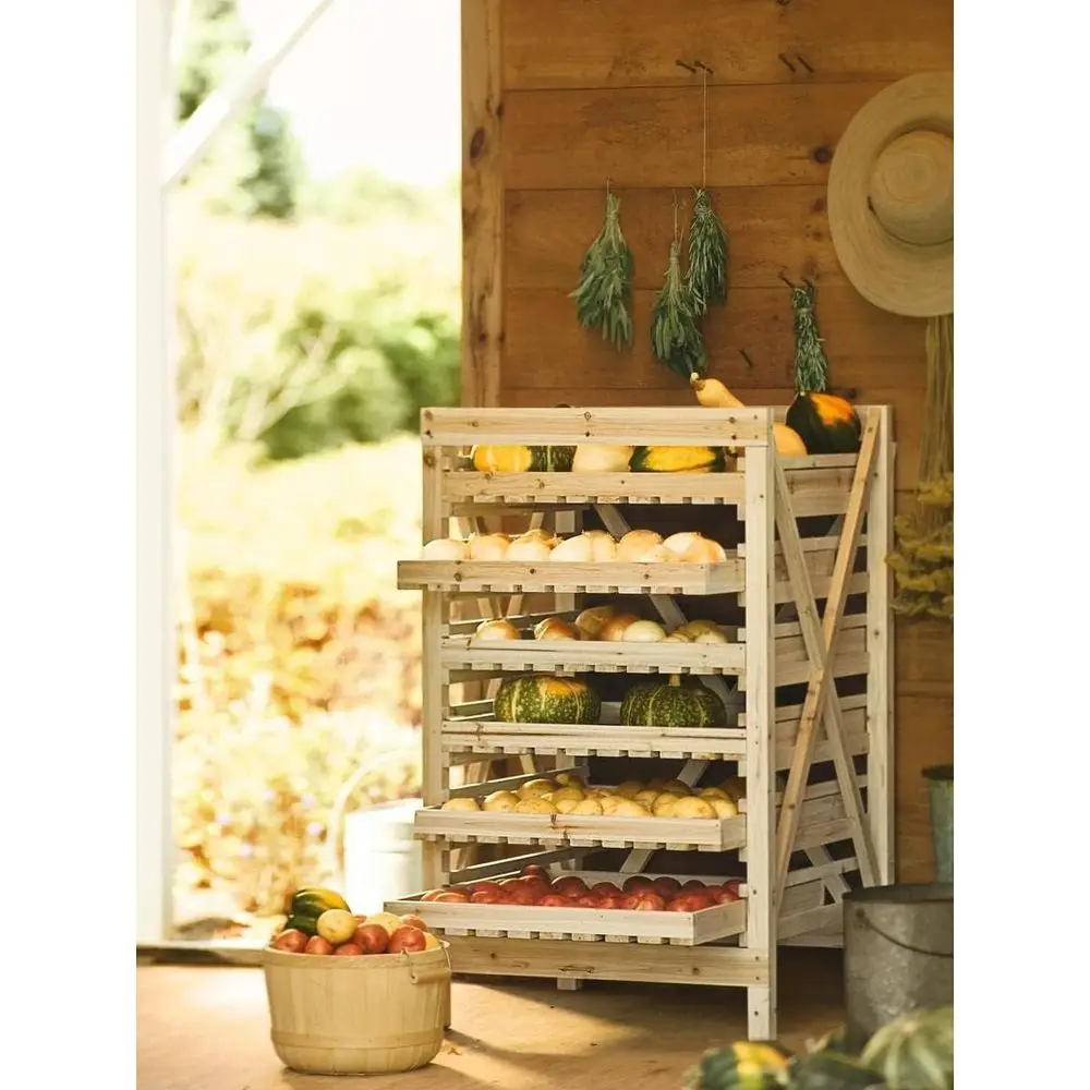 

Durable 6-Shelf Wooden Veggie & Fruit Storage Cabinet for Kitchen, Ideal for Organizing and Drying Produce