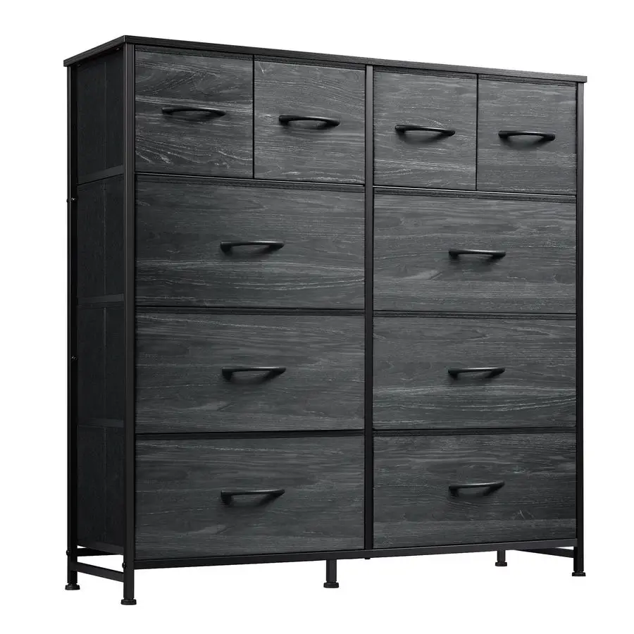 

Dresser for Bedroom with 10 Fabric Drawers, Tall Chest Organizer Units for Clothing, Closet, Storage Tower with Cabinet, Metal F