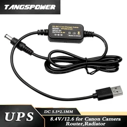 USB do DC 8.4V/12.6V kabel do ładowania konwerter USB kabel Adapter 5.5x2.1mm wtyczka do aparat Canon, Router, grzejnik