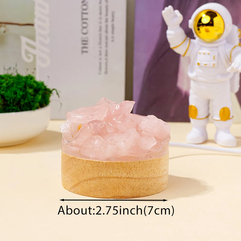 LED Rechargeable Bedside Lamp Natural Quartz Raw Crystal Aromatherapy Nightlight Bedroom Decorative Halloween Christmas Gift