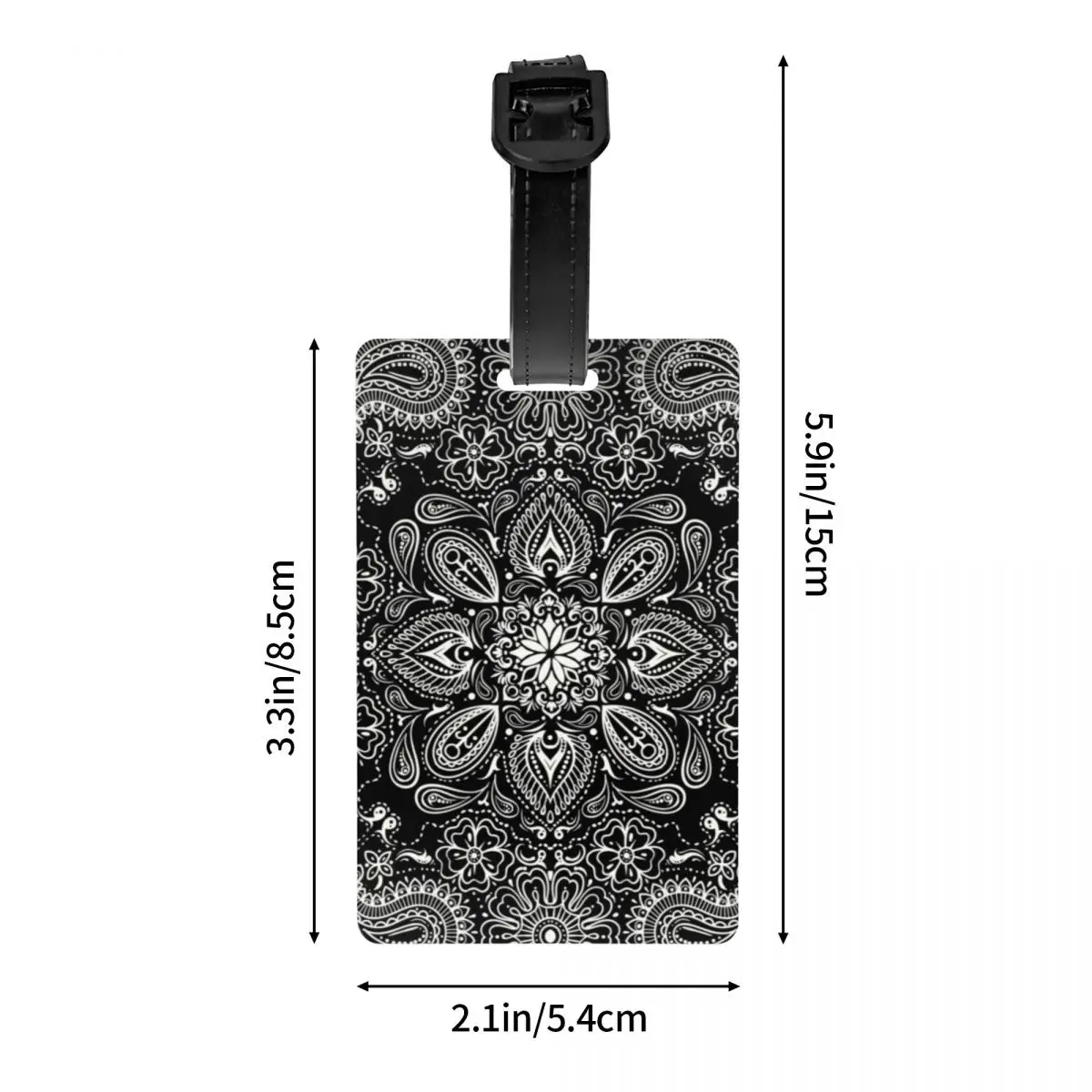 Classic Bandana Style Black Luggage Tags for Suitcases Funny Paisley Pattern Baggage Tags Privacy Cover ID Label