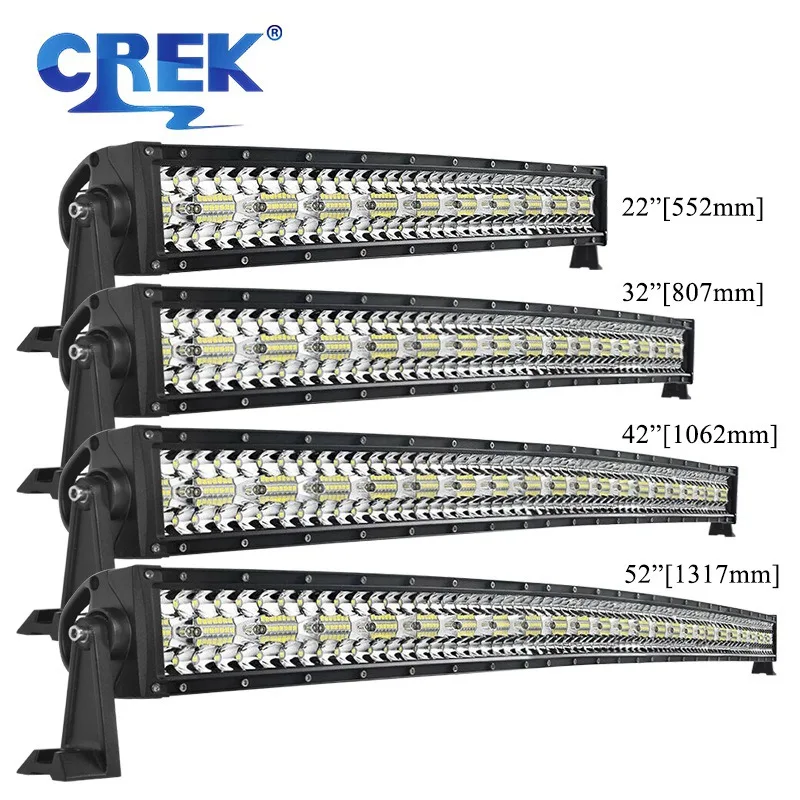 

CREK 12V 24 Volt Light Bar 3-Row Curved LED 4x4 Driving Work Light Bar for Car Truck Boat Camper Niva Lada 4WD SUV Offroad Lorry