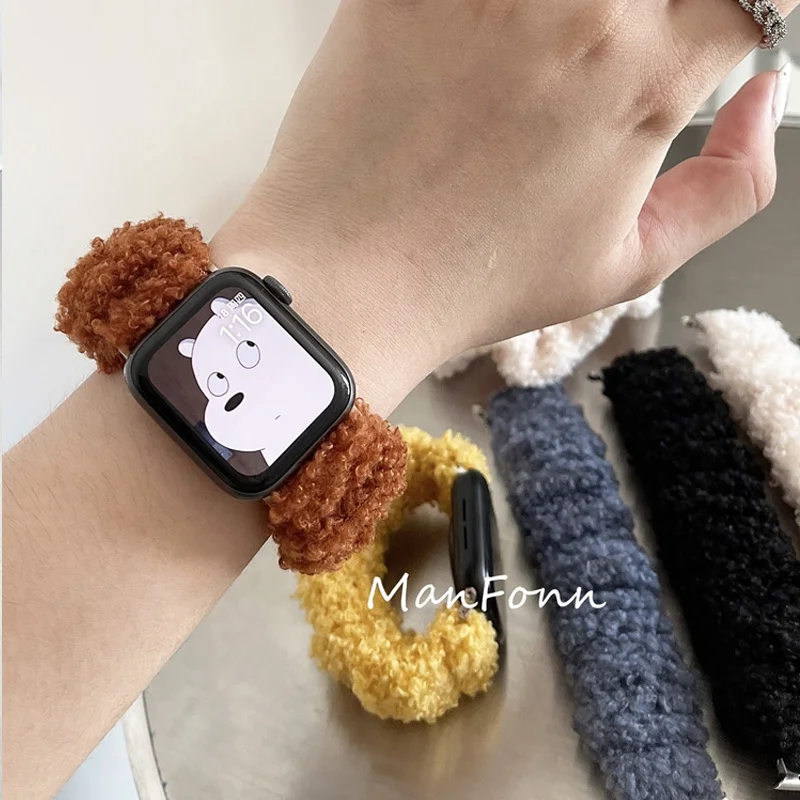 Scrunchie Solo Loop Band For Apple Watch 49mm 45mm 44mm 42mm 41mm 40mm 38mm Elastic Wristbands Bracelet Strap For iWatch 8 7 6 5