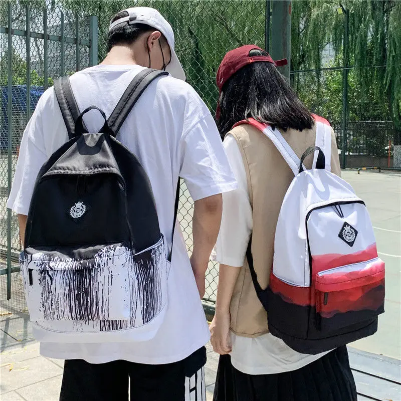 Splashed Ink Black White Bakcpack Designer Satchel Unisex Casual Daypack School Bags For Teenage Girls Boys College Schoolbag