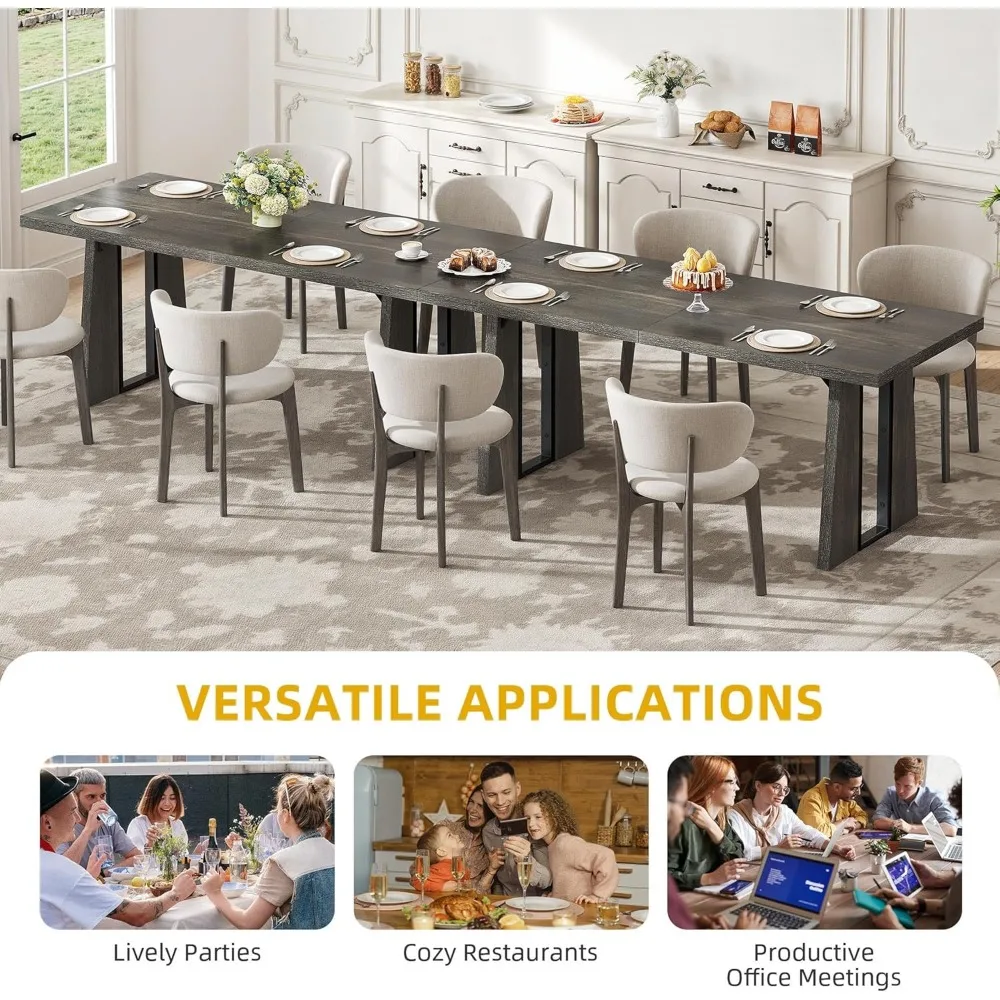 Rectangle Dining Table for 4-6 People 63 Inch Large Dining Room Table Wooden Dinner Table with Heavy Duty Legs for Kitchen Apar