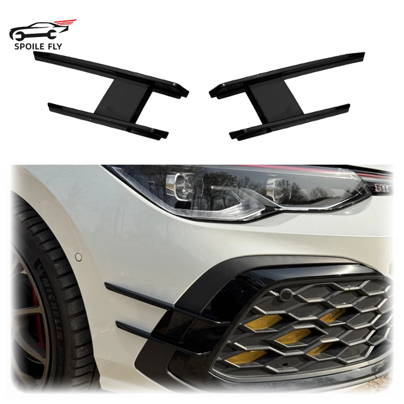 

2019 - 2025 For VW Golf 8 8.5 MK8 Ⅷ GTI GTD GTE R-line Tusk Style Front Bumper Side Air Vent Lip Splitter Canard ABS Spoiler