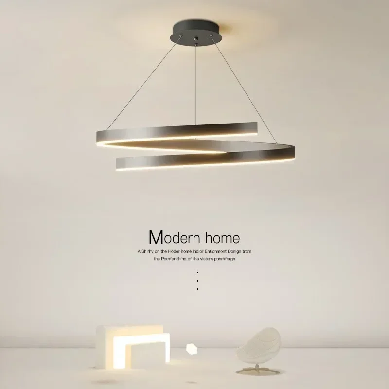 Plafonnier LED suspendu en spirale au design moderne, éclairage d'intérieur, luminaire décoratif de plafond, idéal pour un salon, une salle à manger ou une chambre à coucher