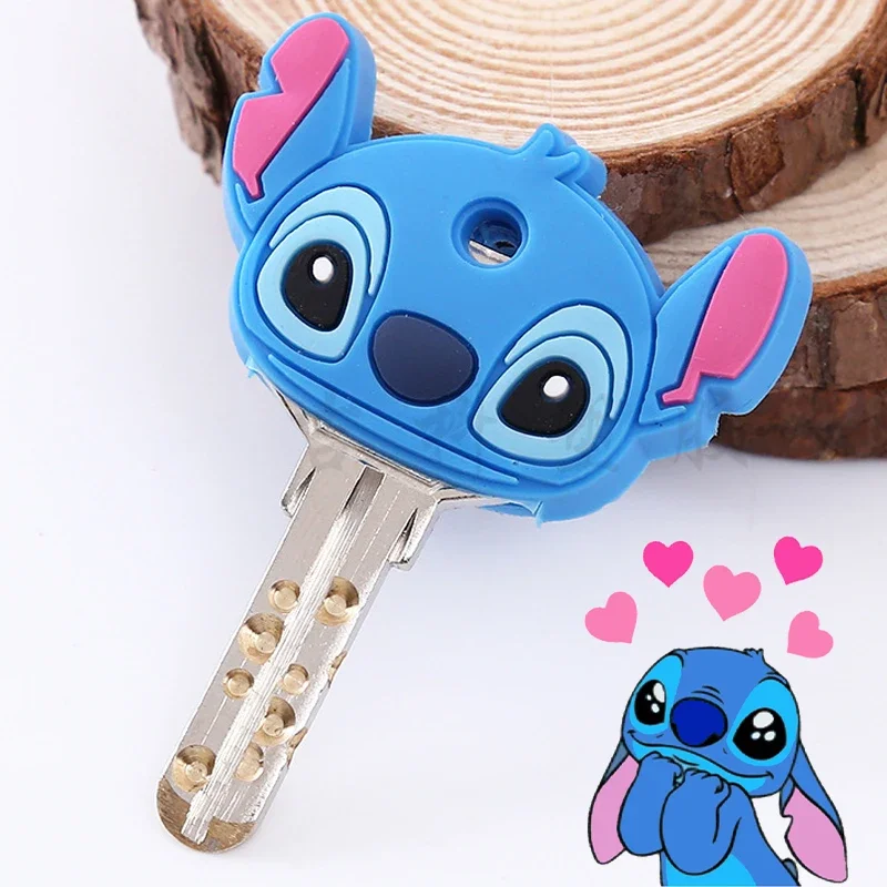 Disney Stitch Silicon Key Cover Mickey Mouse Anime Keys Protective Caps Car Keychain Holder Portable Bags Pendant Gift Hot Sales